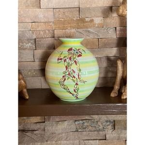 Harlequin Clown Court Jester Hand Painted Ceramic Vase 1970s Ceramic Decor
